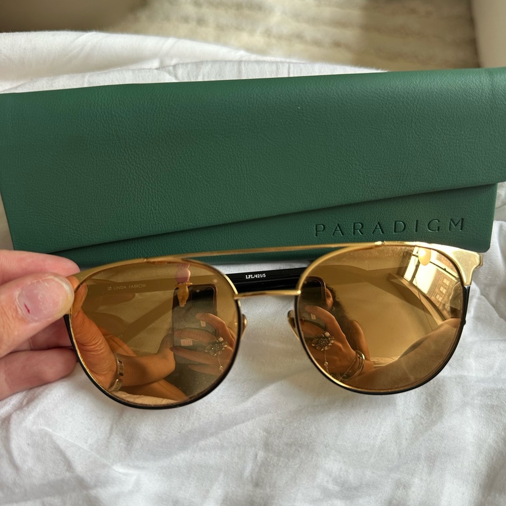 Linda Farrow Gold Aviator Sunglasses